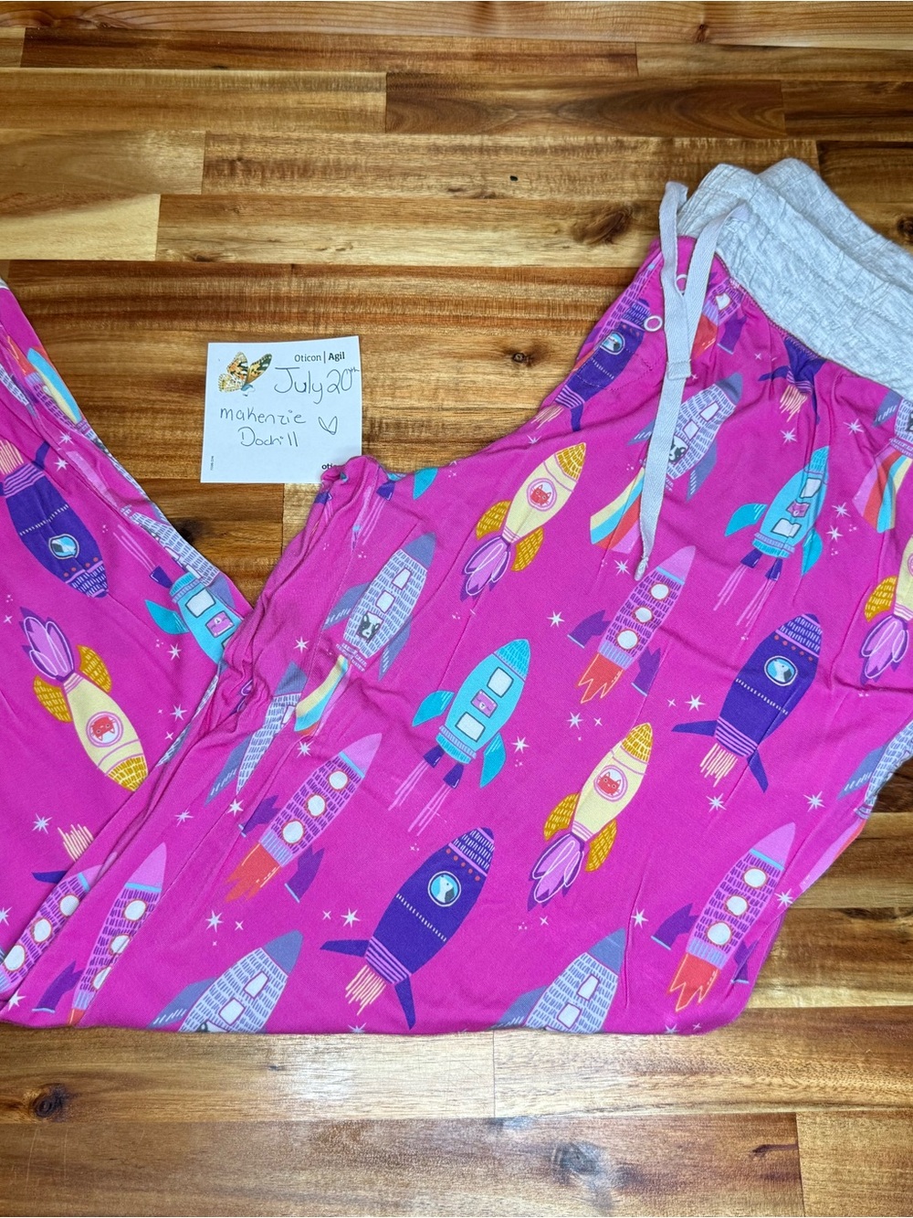 Little Sleepies Pink Rocket-Print Jogger Pants